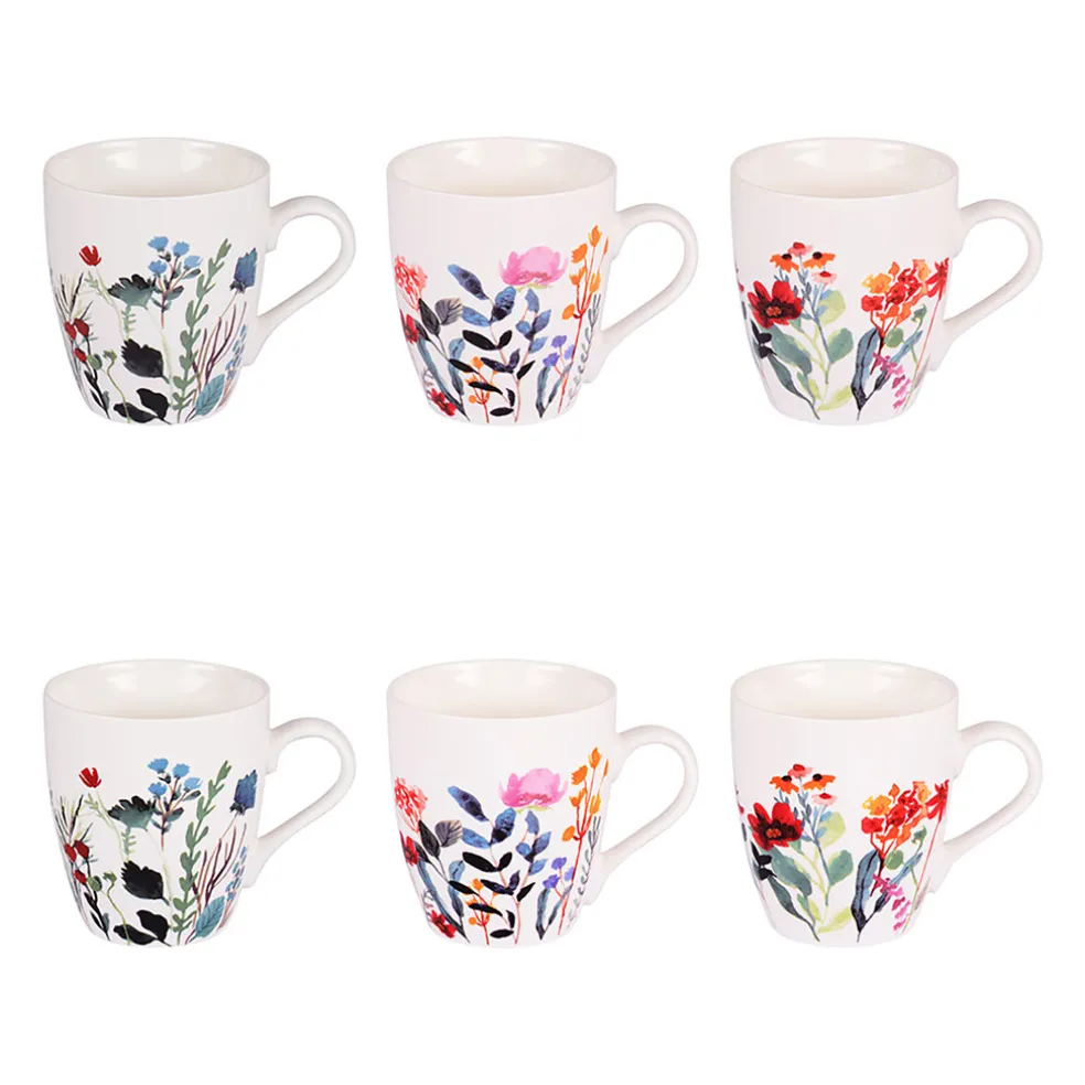 Coffret de 6 tasses en porcelaine 23cl - Flor