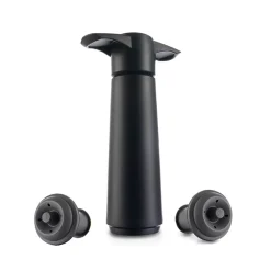 Coffret pompe à vin et 2 bouchons noir - Vacuvin