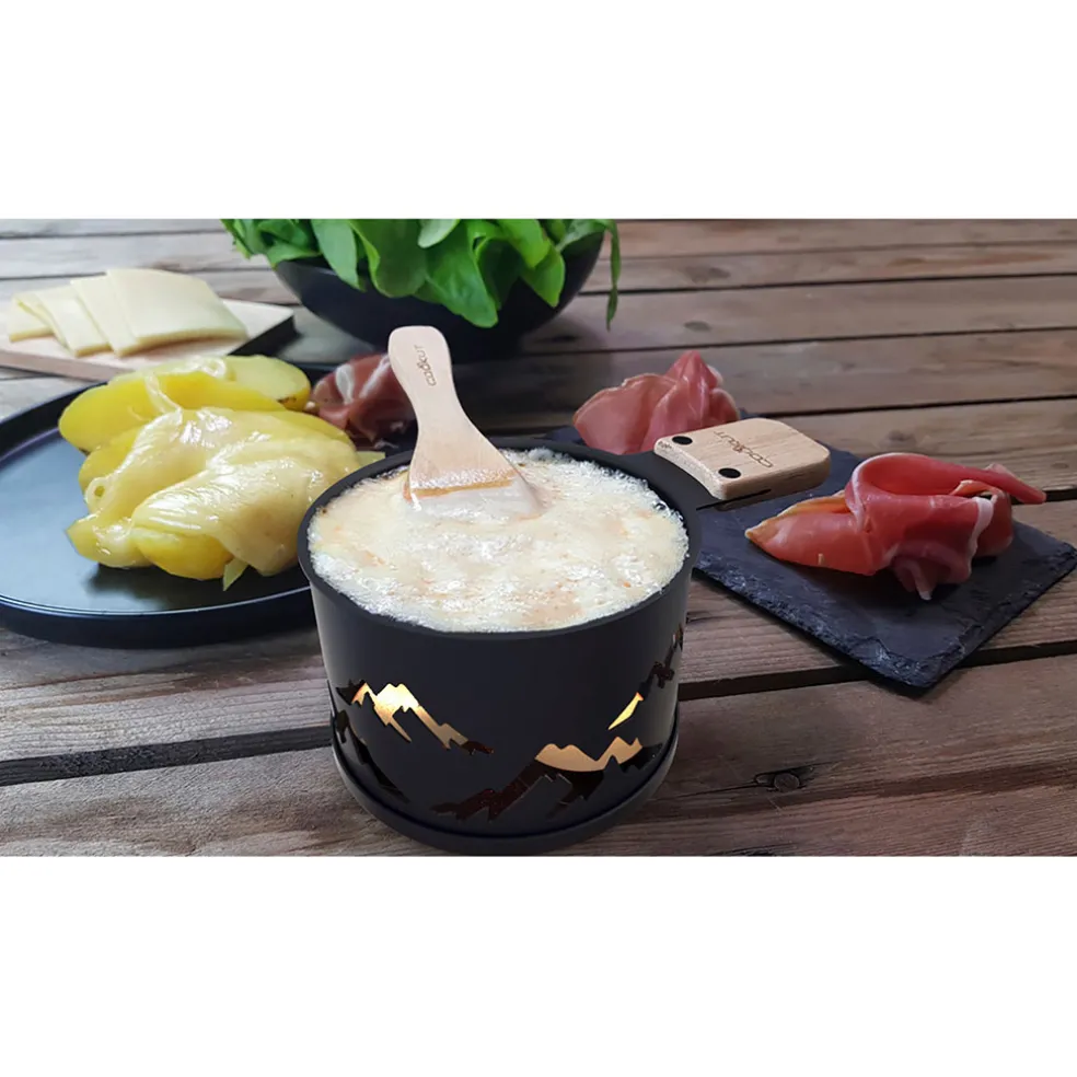 Coffret raclette à la bougie noir pour 2 - Montagne