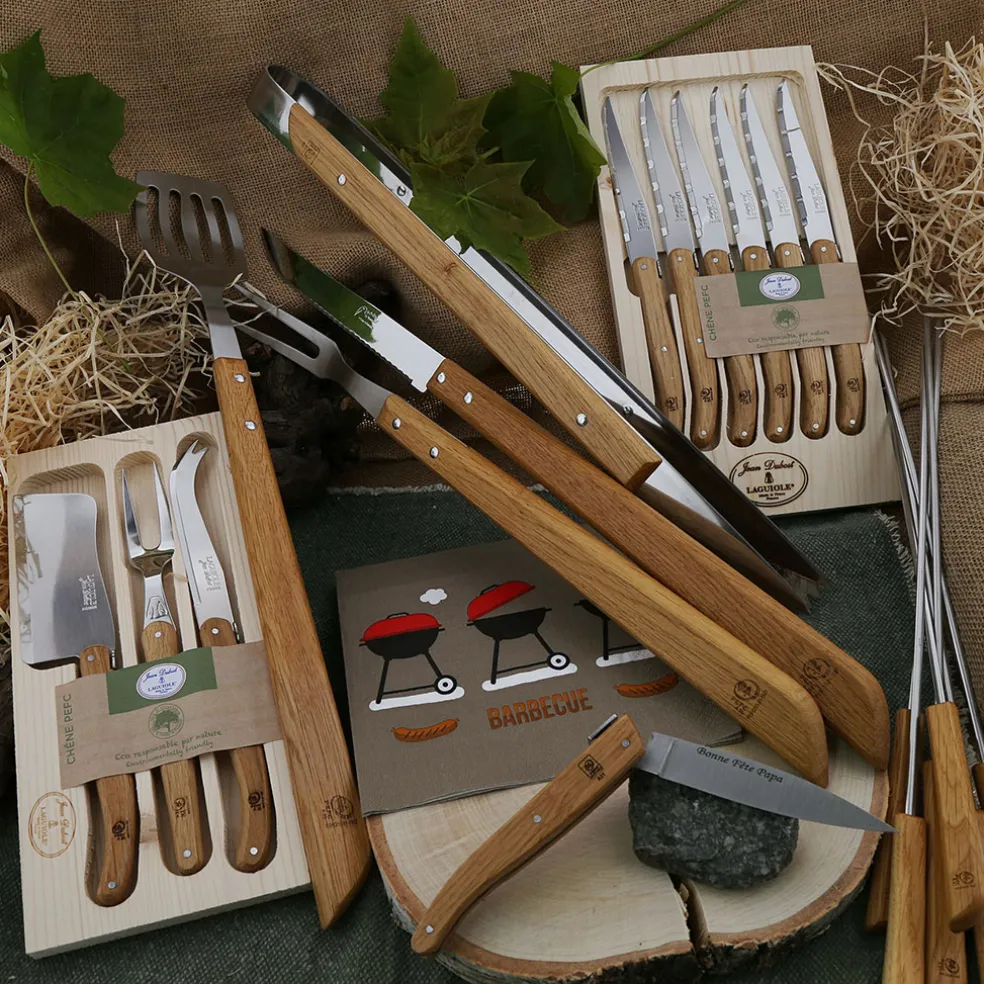 Coffret service à fromage avec manche chêne laguiole