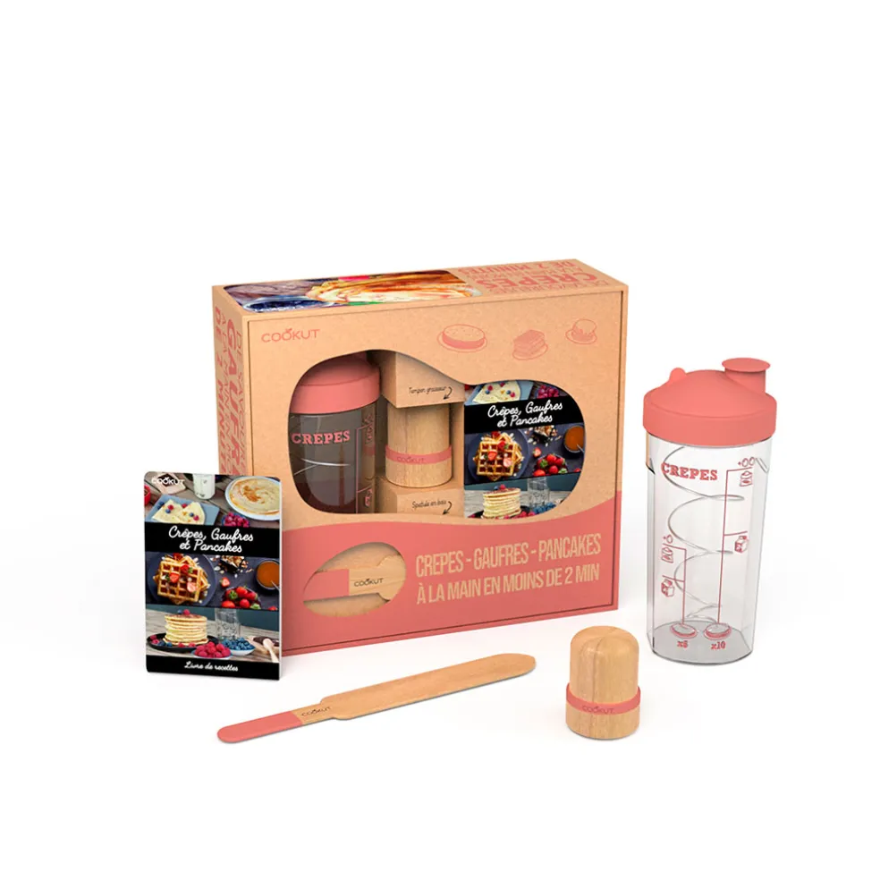 Coffret shaker tampon huileur et spatule crêpe - Guimauve