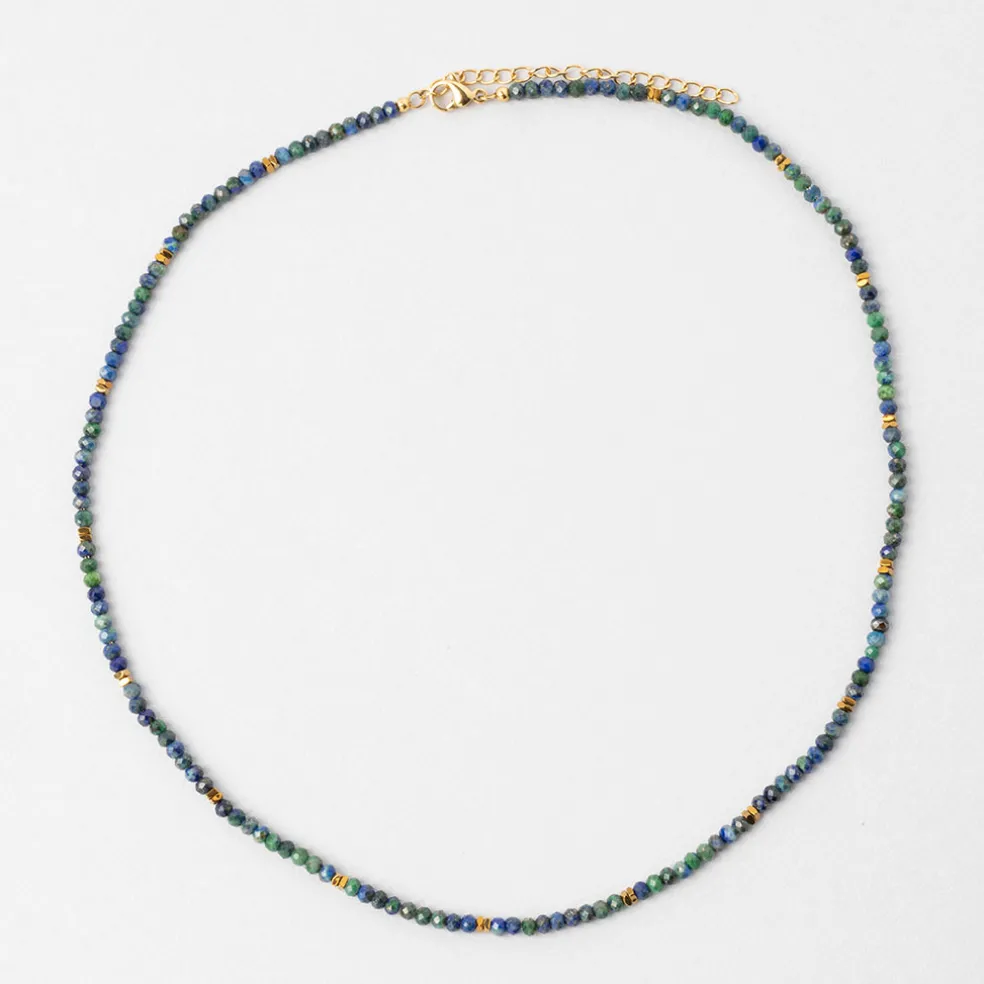 Collier en acier inoxydable bleu et vert l40cm