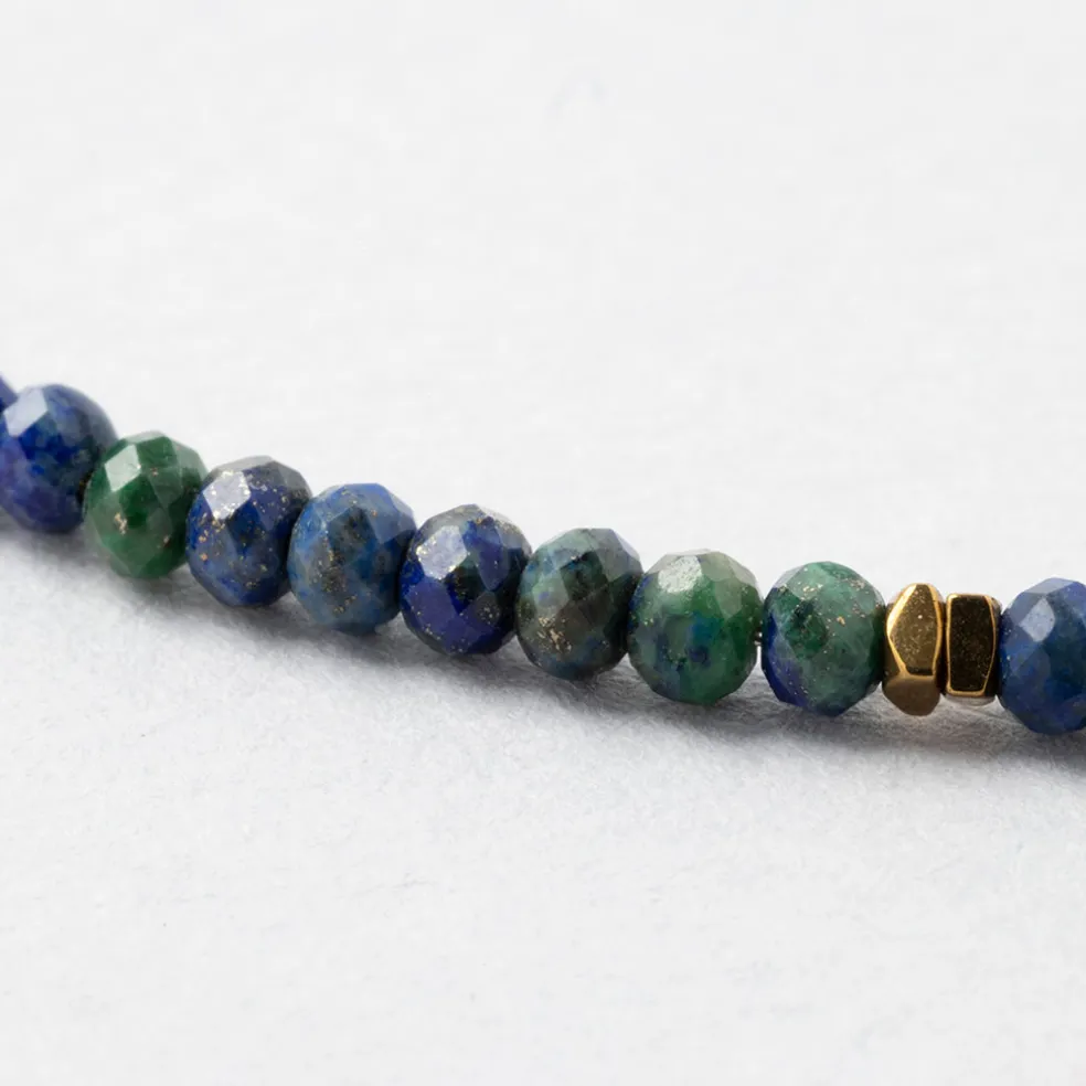 Collier en acier inoxydable bleu et vert l40cm