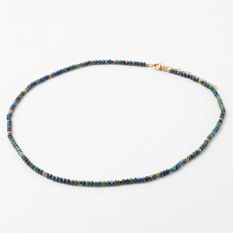 Collier en acier inoxydable bleu et vert l40cm