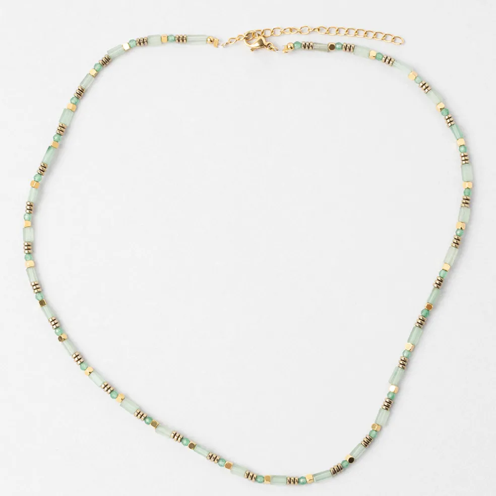 Collier en acier inoxydable vert d'eau l39cm