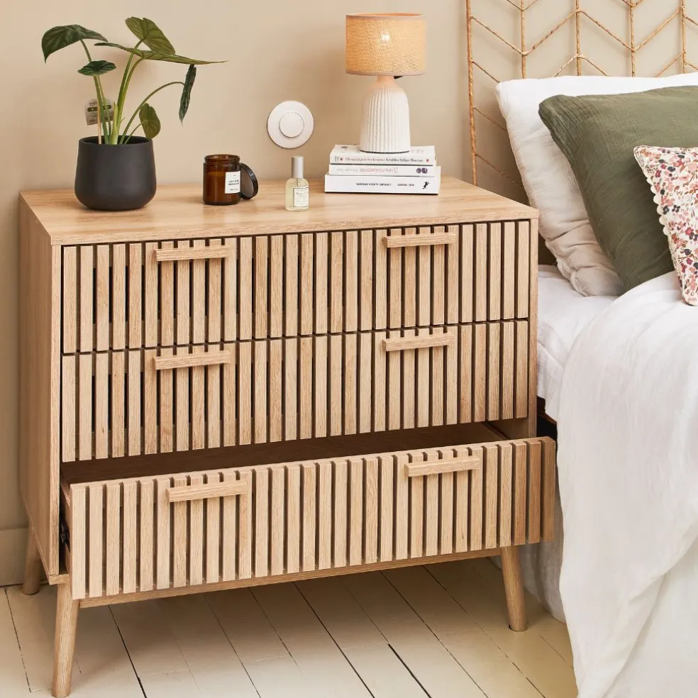 Commode 3 tiroirs en pin naturel - Kara