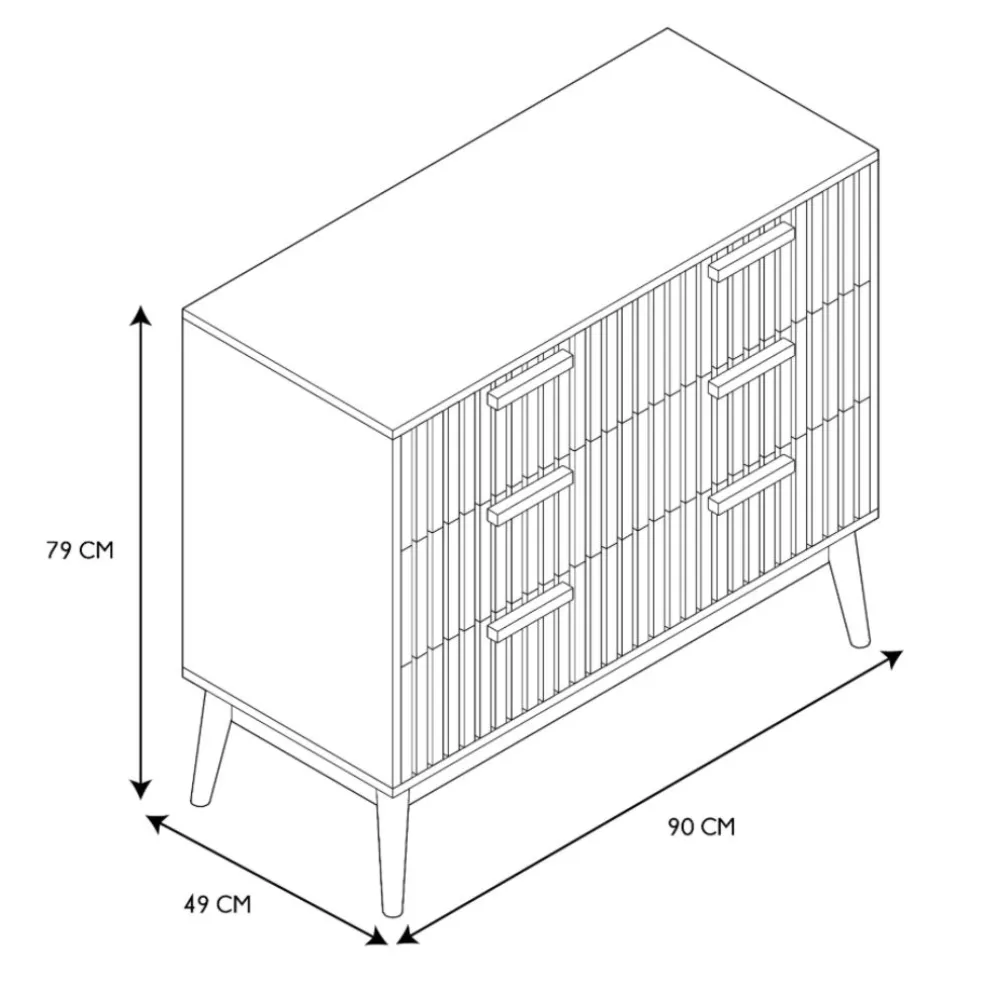 Commode 3 tiroirs en pin naturel - Kara