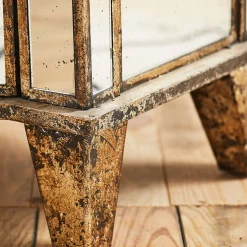 Commode en bois miroir patine 4 tiroirs H88cm