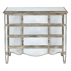 Commode en bois miroir patine 3 tiroirs H87cm