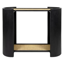 Console 2 niveaux en rotin et bambou noir - Saori