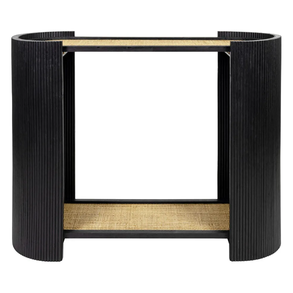 Console 2 niveaux en rotin et bambou noir - Saori