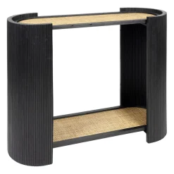 Console 2 niveaux en rotin et bambou noir - Saori