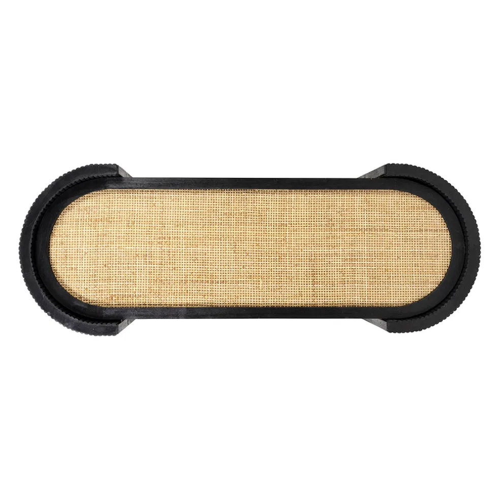 Console 2 niveaux en rotin et bambou noir - Saori