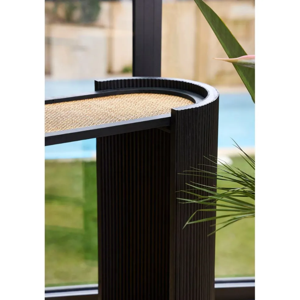 Console 2 niveaux en rotin et bambou noir - Saori