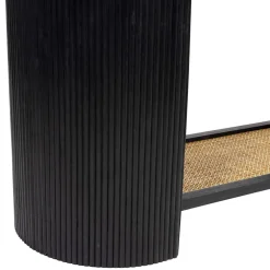 Console 2 niveaux en rotin et bambou noir - Saori