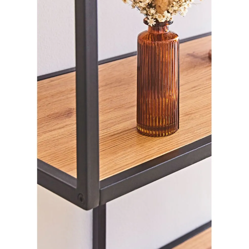 Console 3 étagères en chêne et métal - Senzo