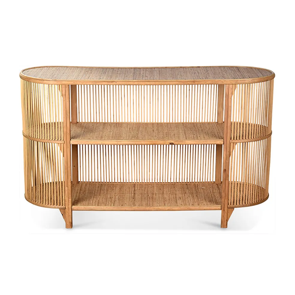 Console 2 étagères en rotin naturel - Romeo