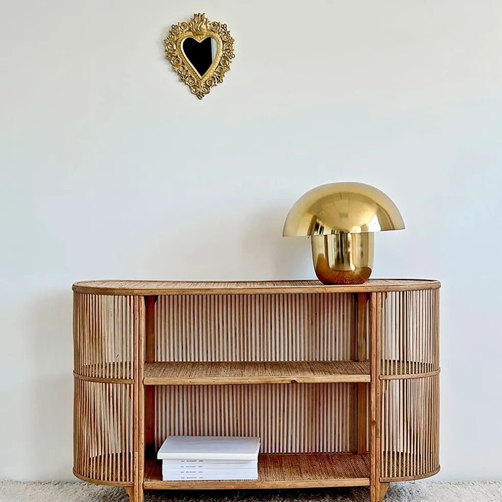 Console 2 étagères en rotin naturel - Romeo