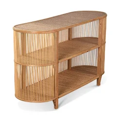 Console 2 étagères en rotin naturel - Romeo