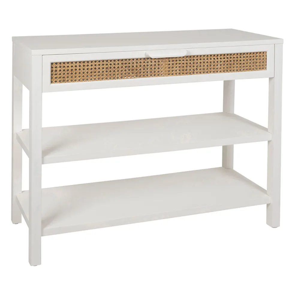 Console 2 étagères en sapin blanc - Adela