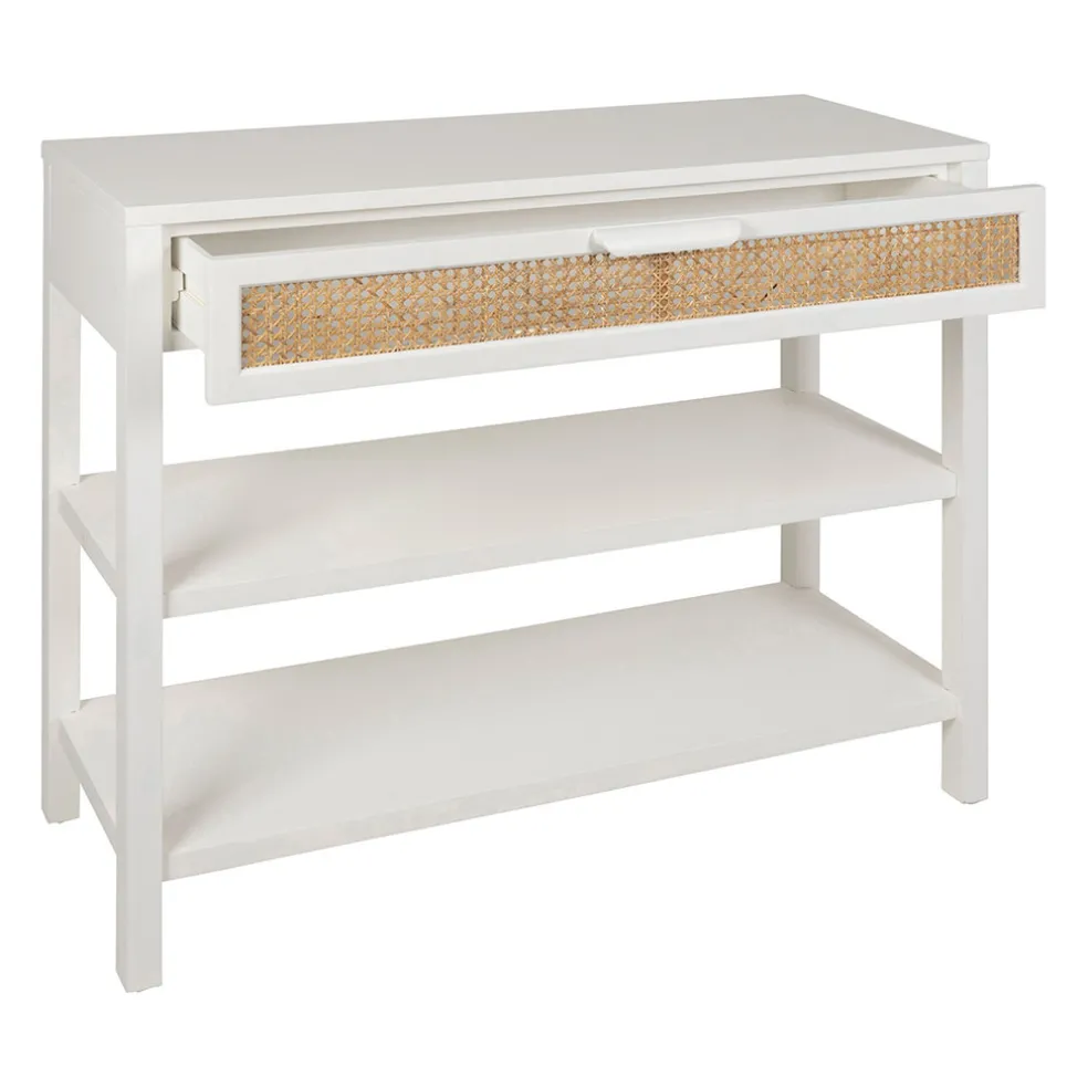 Console 2 étagères en sapin blanc - Adela