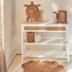 Console 2 étagères en sapin blanc - Adela