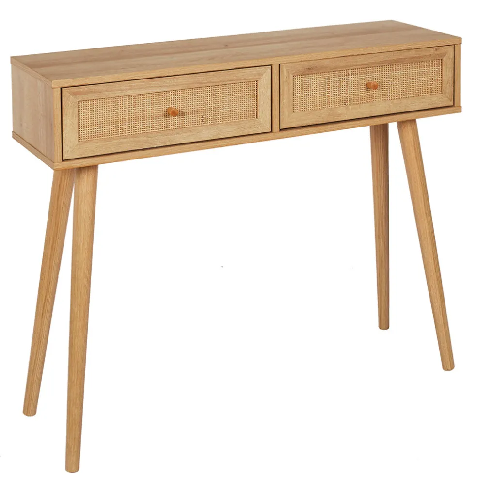 Console 2 tiroirs en bois naturel - Baia