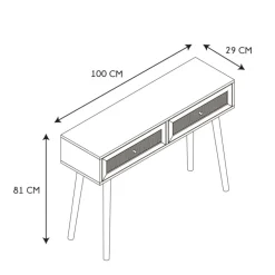 Console 2 tiroirs en bois naturel - Baia