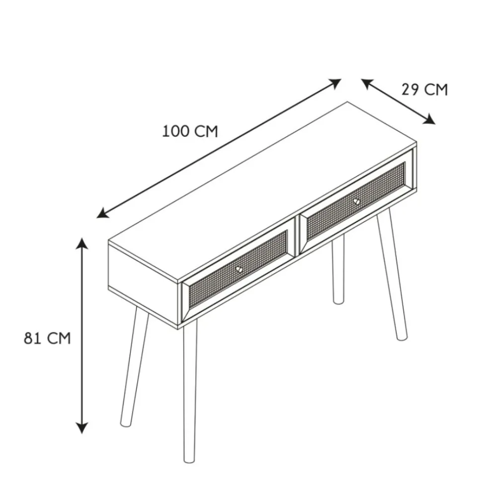 Console 2 tiroirs en bois naturel - Baia