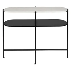 Console avec étagère en marbre et fer blanc et noir 100x30xh80cm - Eskela