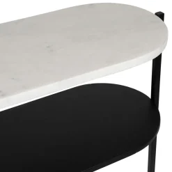 Console avec étagère en marbre et fer blanc et noir 100x30xh80cm - Eskela