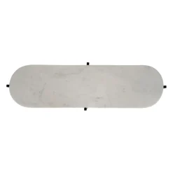 Console avec étagère en marbre et fer blanc et noir 100x30xh80cm - Eskela