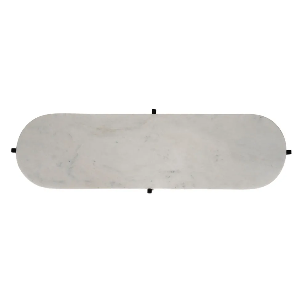 Console avec étagère en marbre et fer blanc et noir 100x30xh80cm - Eskela