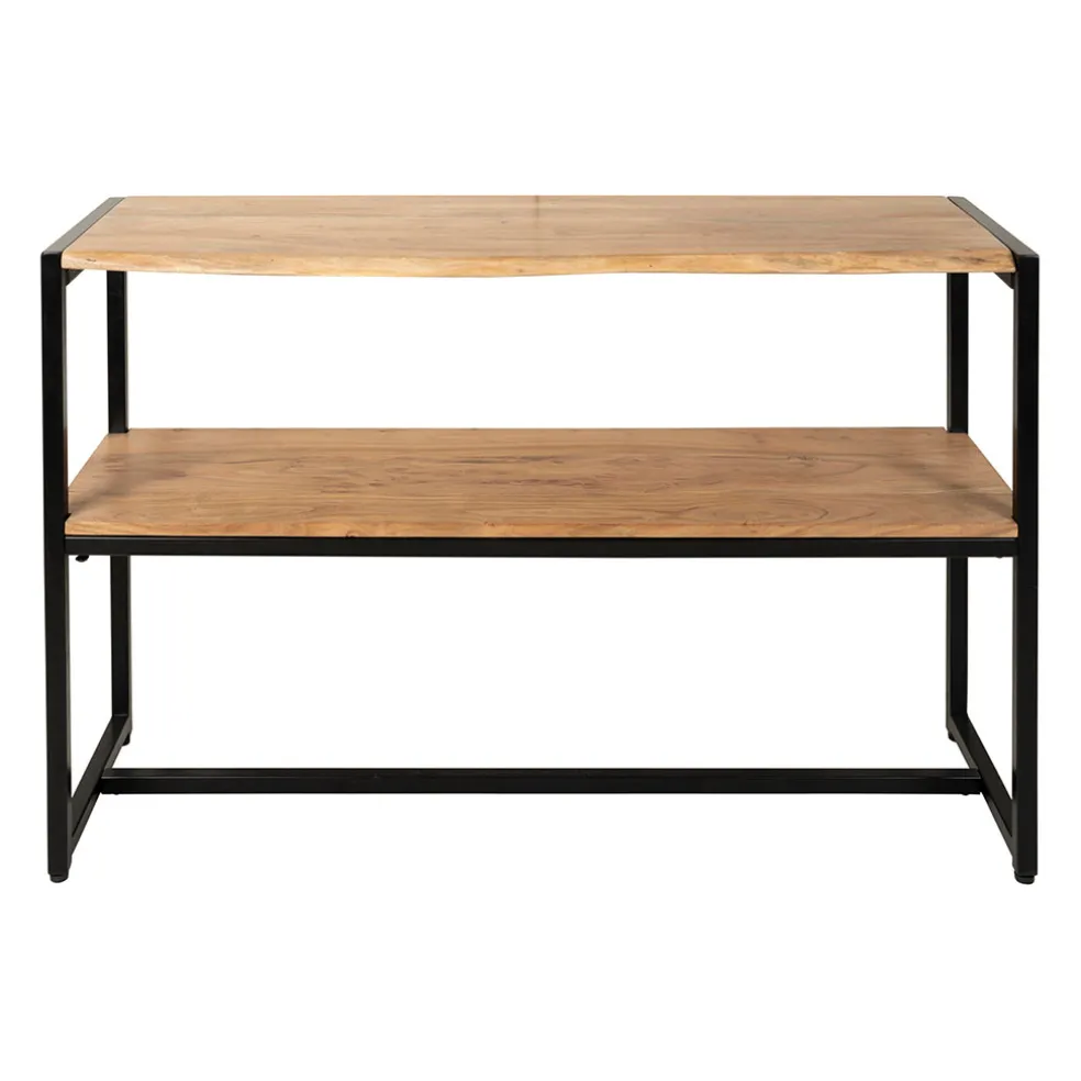Console en acacia et pieds en fer noir - Brooklyn