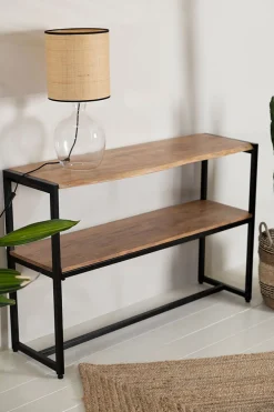 Console en acacia et pieds en fer noir - Brooklyn