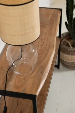 Console en acacia et pieds en fer noir - Brooklyn