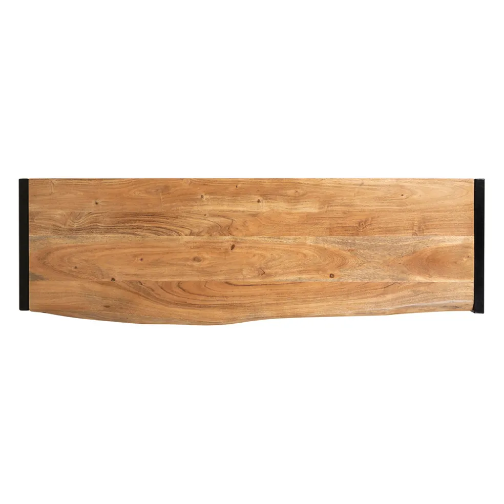 Console en acacia et pieds en fer noir - Brooklyn