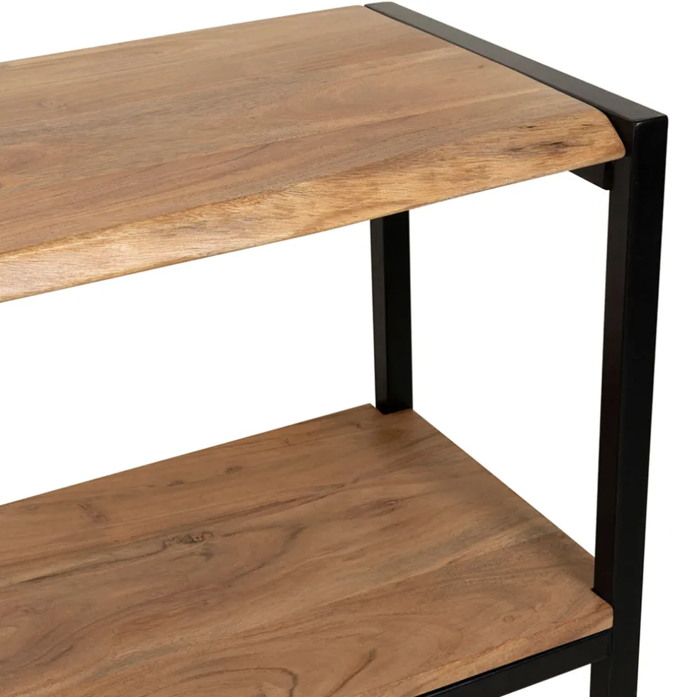 Console en acacia et pieds en fer noir - Brooklyn