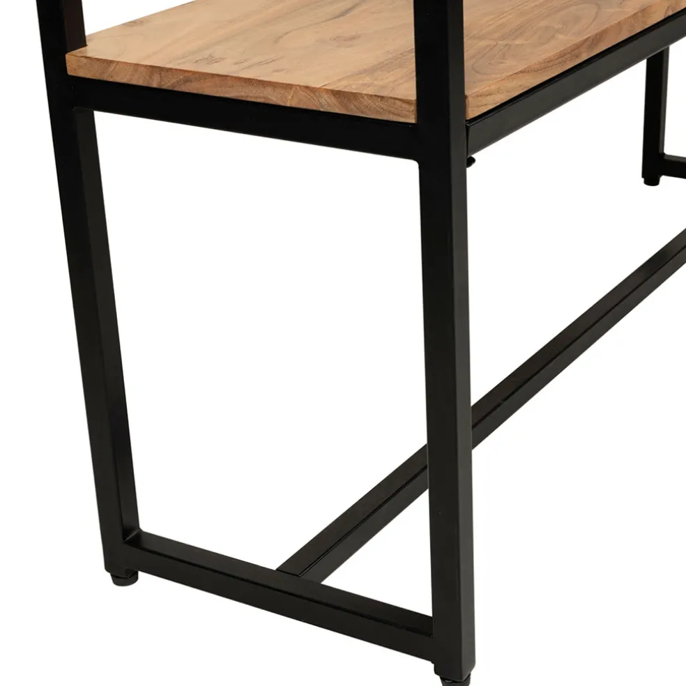 Console en acacia et pieds en fer noir - Brooklyn
