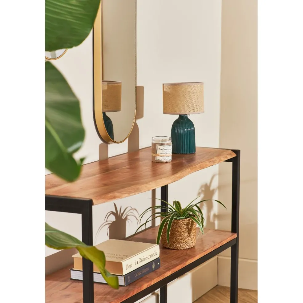 Console en acacia et pieds en fer noir - Brooklyn