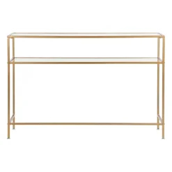 Console en fer et verre doré 120x33xh80.5cm - Eluminea