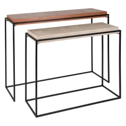 Console gigogne (x2) en fer terracotta et beige - Ario