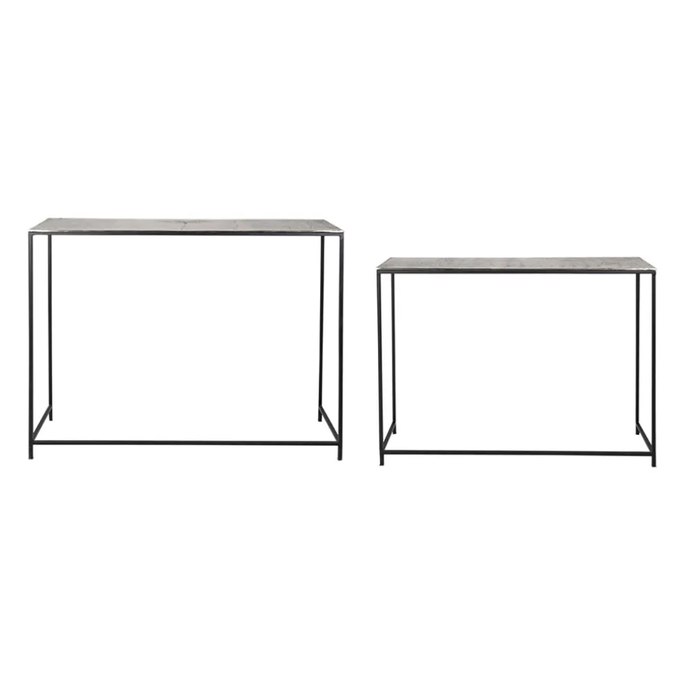 Console gigogne (x2) en fer argenté - Felia