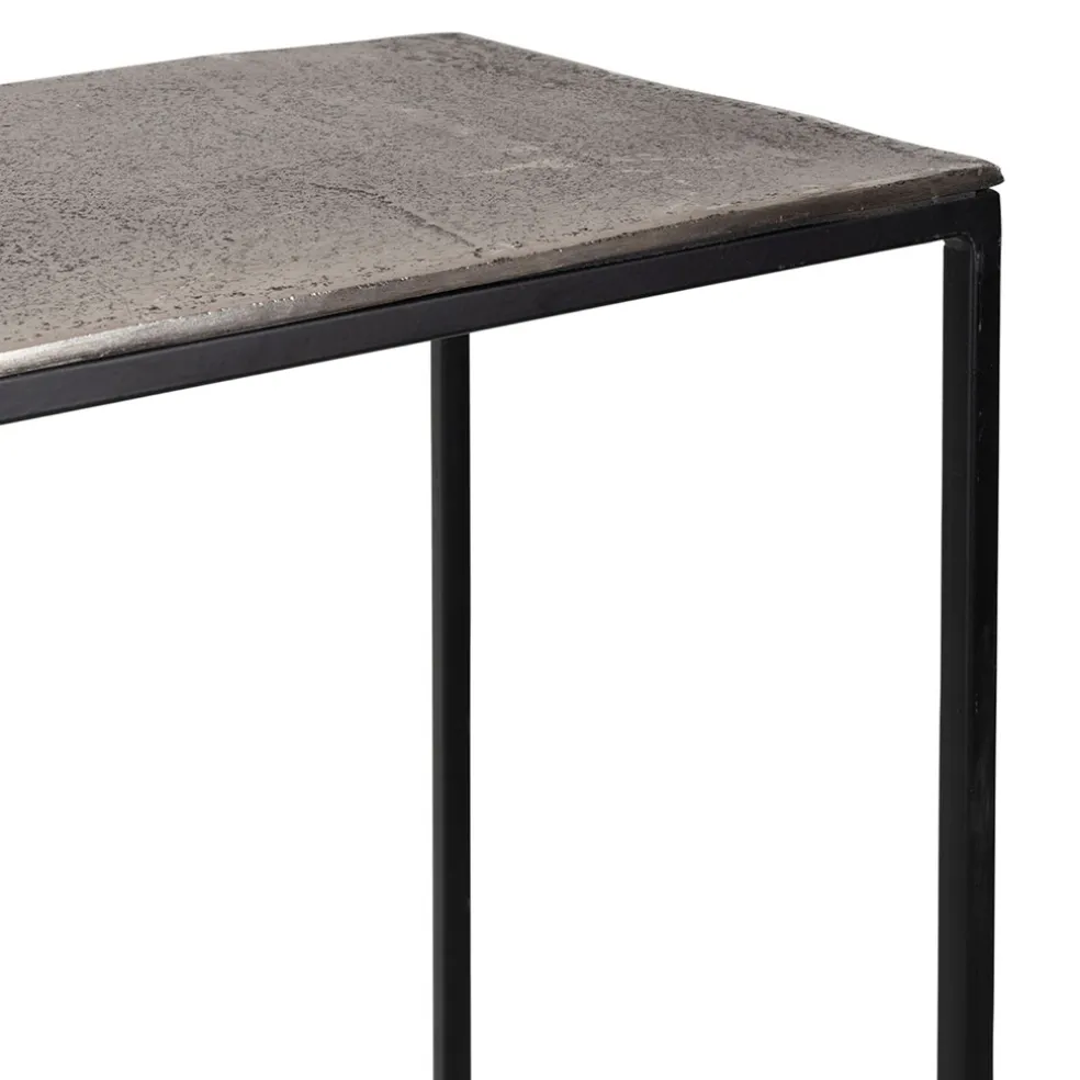 Console gigogne (x2) en fer argenté - Felia