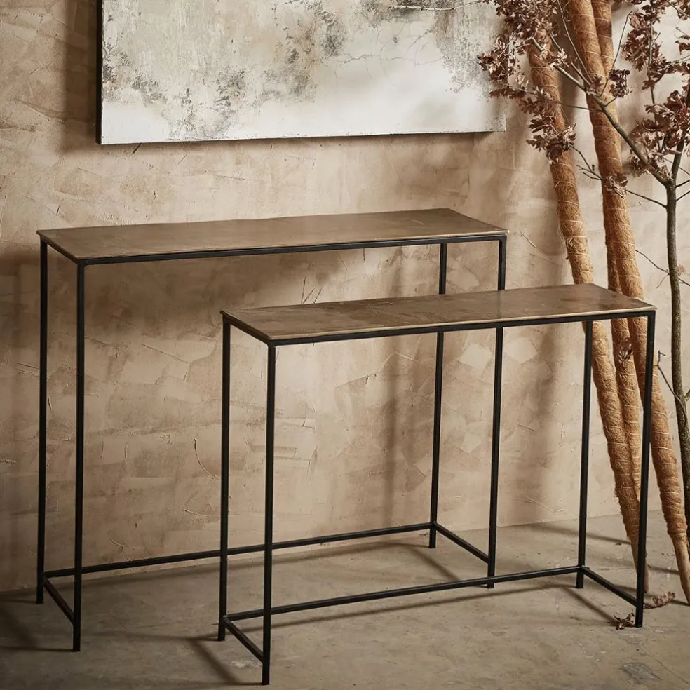 Console gigogne (x2) en fer doré - Felia