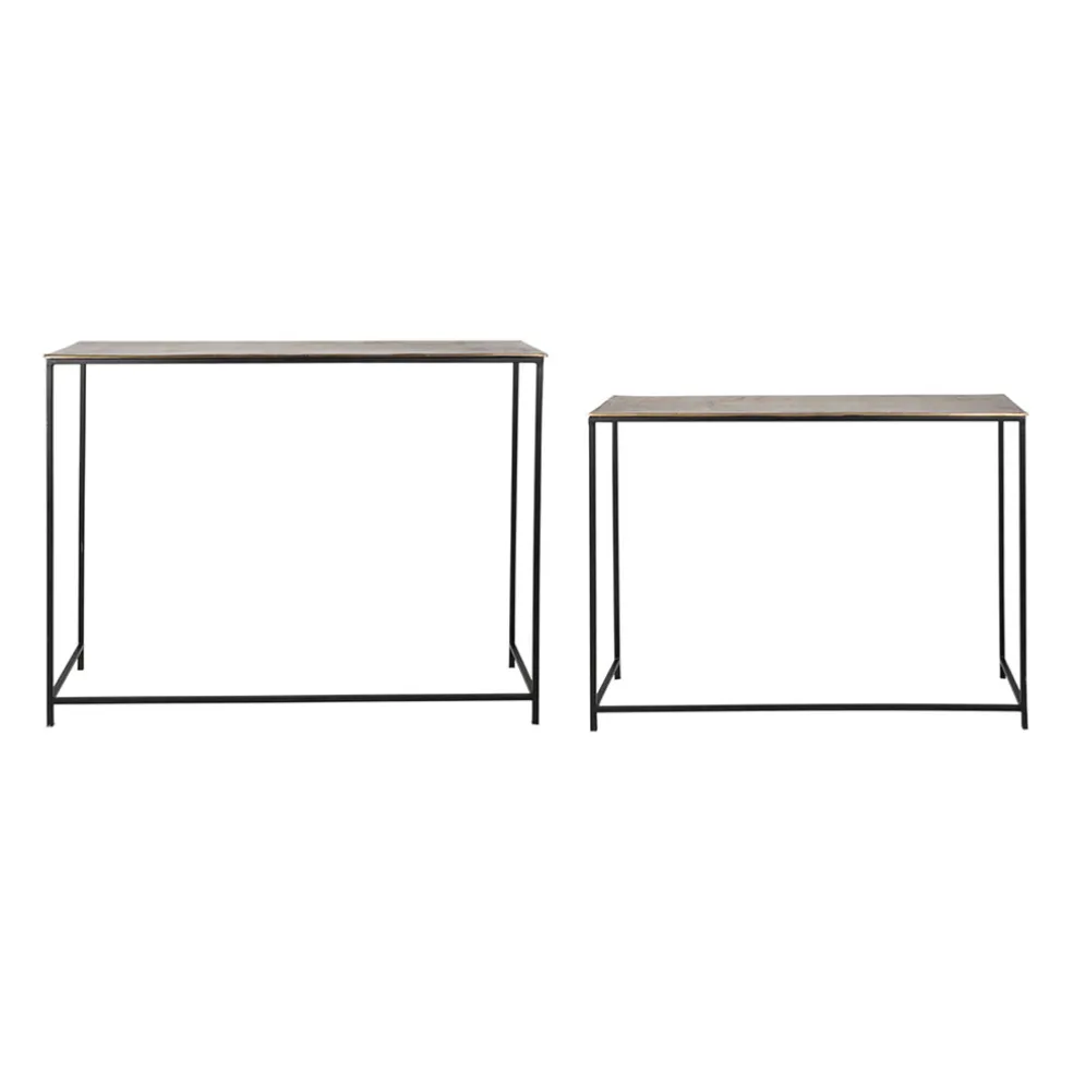 Console gigogne (x2) en fer doré - Felia