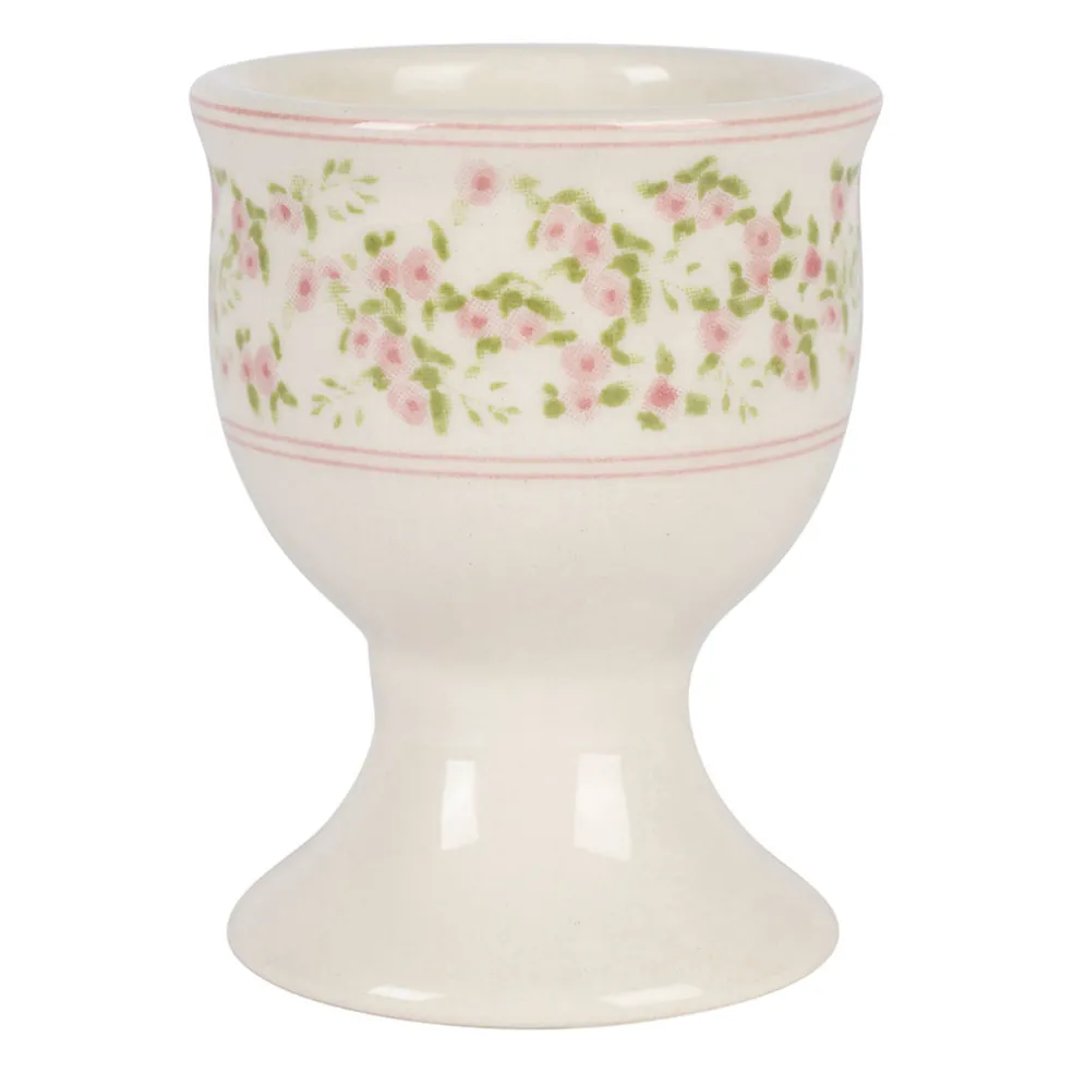 Coquetier en faïence rose et vert d5 - Rose