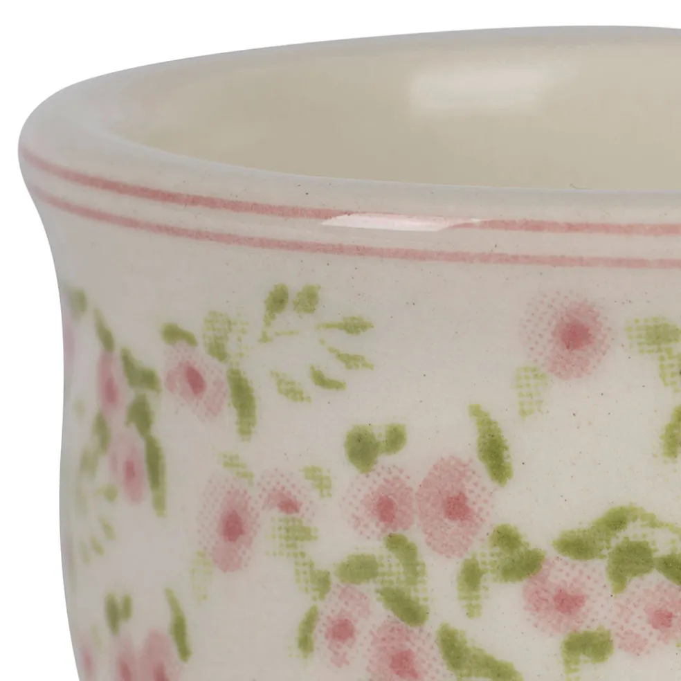 Coquetier en faïence rose et vert d5 - Rose