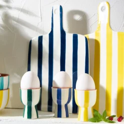 Coquetier en grès rayé indigo et blanc d4.5cm - Alaria