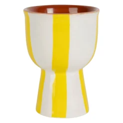 Coquetier en grès rayé jaune et blanc d4.5cm - Alaria
